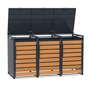 Trash <strong>Bin</strong> Box Galvanized Steel Indoor Wheelie <strong>Bin</strong> Shed 3-Piece <strong>Garden</strong> Garbage Can <strong>Storage</strong> 240L Multonnenbox Open Top Standing - Product Image 4