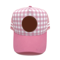 Casquettes de camionneur en gros d'usine impression vichy pays côté broderie cuir Patch maille casquettes casquette de camionneur pour femmes