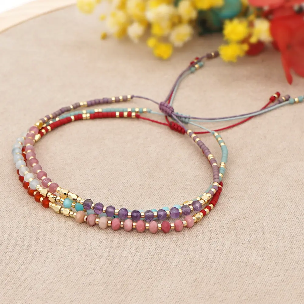 Pulseras ajustables de cristal natural Miyuki hechas a mano Miyuki Tila pulsera de cuentas hombre mujer