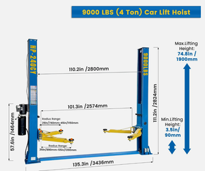 Pont élévateur 2 colonnes 9000 LBS pour voitures et camions, avec plaque de sol, <span class=keywords><strong>action</strong></span> de levage et d'abaissement fluide, protège l'intégrité du véhicule - Product Image 2