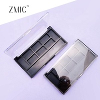 Palette de maquillage vide 8 couleurs pour fards à paupières, blush crémeux et illuminateur, en plastique noir mat avec couvercle transparent