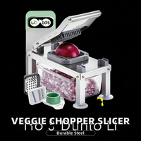 Hachoir à légumes manuel pratique en acier inoxydable 15-en-1 antiadhésif, trancheuse multi-lames, coupe-salade pour oignon et pomme de terre, pour la cuisine