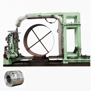 Machine d'emballage verticale pour bobines d'acier, avec bandeuse multi-boucles pour l'emballage de bobines métalliques à chaud - Product Image 3