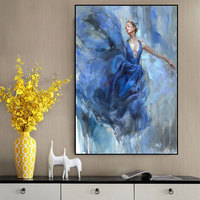 Peinture à l'huile abstraite de ballerine dansante 100% peinte à la main, danseuse de ballet, peinture de fille, art mural, toile, peinture à l'huile