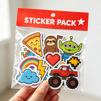 Etiquetas Adhesivas Promocionales con Logotipo de Empresa, Múltiples Diseños, Vinilo Decorativo de Dibujos Animados, Pegatinas Troqueladas, Paquete de Pegatinas para Bolsas OPP