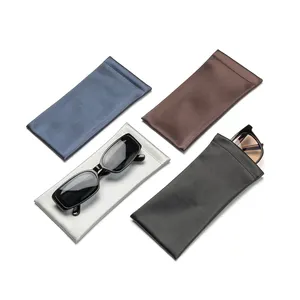 Shinetai OEM-funda para gafas de sol con clip de resorte, bolsa de satén autocerrada para gafas de sol