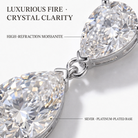 Boucles d'oreilles créoles Huggie en moissanite poire pour femme, design à deux pierres, couleur D, VVS, argent S925 avec placage or 18 carats ou platine, cadeau