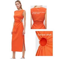 Robe longue sans manches de couleur unie pour femme, tenue de plage élégante, mode printemps été