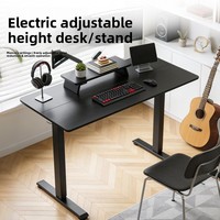 Escritorio Eléctrico Plegable de Madera Maciza con Altura Ajustable, Escritorio Negro para el Hogar, Dormitorio, Oficina, Estudio y Trabajo