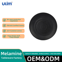 Assiettes plates en mélamine noire texturée écologiques personnalisées, prix d'usine, vaisselle colorée en gros