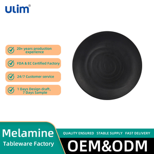 Assiettes plates en <span class=keywords><strong>mélamine</strong></span> noire texturée écologiques personnalisées, prix d'usine, vaisselle colorée en gros - Product Image 1