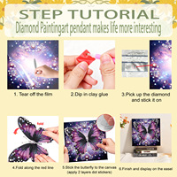 Kit de peinture diamantée SONGWOO Papillon violet, perles rondes 5D, art floral naturel encadré, décoration murale pour la maison, cadeau, peinture diamantée