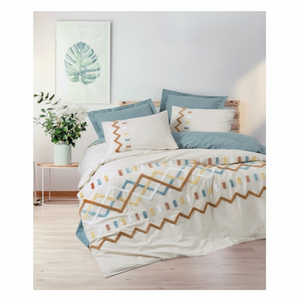 Juego de Funda Nórdica Doble Bordada de Algodón Mellow Mint, Tamaño King, 4 Piezas, Ropa de Cama Geométrica para Cama, Sofá, Cálida para el Invierno - Product Image 3