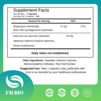 OEM/ODM 120 Capsules de 400 mg de glycinate de magnésium et de quercétine, pour un sommeil de qualité, la relaxation, la santé musculaire et le soutien immunitaire