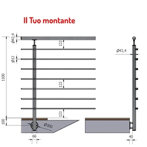 ราวจับสเตนเลสสตีลแบบตั้งตรงมี316 7เส้นทำจากผ้าซาติน Aisi ขนาด42.4นิ้ว - Product Image 1