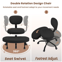 Chaise de bureau ergonomique Cloud Cross, chaise de méditation avec roulettes, siège réglable en hauteur pour TDAH, chaise large pour s'agenouiller