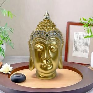 Venta Directa de Fábrica, Adorno de Cabeza de Buda Maitreya del Sudeste Asiático, Resina Epoxi, Artesanía Esculpida Artística, Decoración Zen para el Hogar, Sala de Té u Oficina - Product Image 4