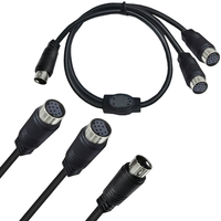 Câble adaptateur personnalisé Mini DIN 9Pin Splitter Y double Mini DIN 9Pin femelle à mâle câble d'alimentation AV s-vidéo