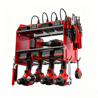 Support mural robuste en métal/acier pour garage, organisateur d'outils électriques avec étagère de rangement pour outils à main et support mural pour multiprise