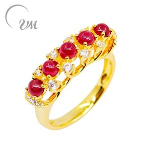 Anillo de plata 925 con circonita rubí y baño de oro de 18K de UM Jewelry, adecuado para hombres y mujeres, uso diario, regalo de aniversario de bodas, fiesta. - Product Image 1