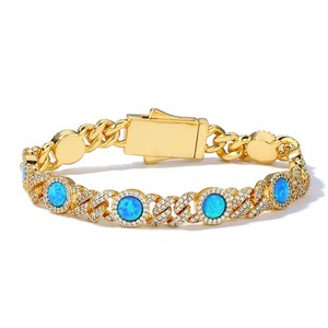 Bracelets exclusifs de style urbain GRA Moissanite Gemmes Bleu Royal en Argent S925 Plaqué Or 18K, sertis à la main, style Pave, Bijoux Rap OEM - Product Image 2