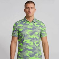 Polo de golf pour homme, camouflage sportif vert néon abstrait, tissu extensible 4 directions, coupe athlétique, imprimé camouflage.