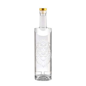 Fuente 750ml modelo <span class=keywords><strong>botella</strong></span> <span class=keywords><strong>de</strong></span> vidrio plano cabeza <span class=keywords><strong>de</strong></span> león patrón cristal blanco Material vino licor <span class=keywords><strong>Vodka</strong></span> <span class=keywords><strong>botella</strong></span> <span class=keywords><strong>de</strong></span> corcho vacía - Product Image 5