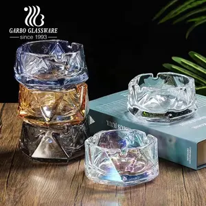 Posacenere colorato personalizzato in vetro trasparente all'ingrosso a buon mercato rotondo Mini posacenere per fumatori sigari ottagono grande cristallo colorato