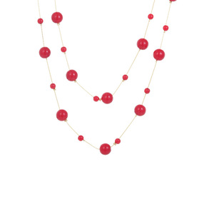 Guohaoshipin Multi Layer Red Imitation Pearl <b>Necklace</b> <b>Long</b> Chain Ball Shape Party Fashion Jewelry Women's Accessory - Product Image 5