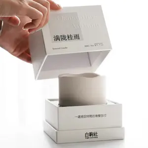 กล่องของขวัญลายนูนกล่องใส่เทียนหอมกล่องสี่เหลี่ยมสีขาวกล่องน้ำมันมะกอก