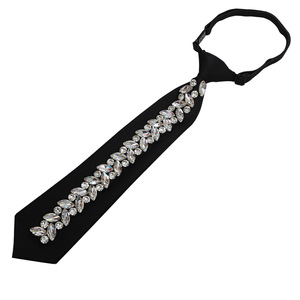 Nœud Papillon en Strass Noir Monochrome Sans Nœud pour Femme, Accessoire de Chemise Style Preppy, Corsage - Product Image 5