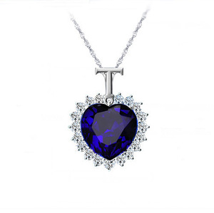 Collar con Colgante Corazón del Océano de la Película <span class=keywords><strong>Titanic</strong></span>, Collar con Cristales Azules y Rojos, Collar con Diamantes para Mujer - Product Image 1