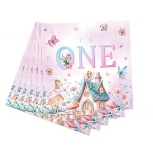 Ensemble de vaisselle jetable en <span class=keywords><strong>papier</strong></span> pour fête sur le thème des fées des fleurs et des champignons, nappes, décoration de fête d'anniversaire pour enfants, fête moderne - Product Image 2