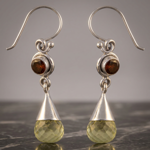 Pendientes de Plata 925 Art Palace con Piedra Natural y Cristal Amarillo, Diseño Geométrico, Estilo Clásico para Mujer, Uso Diario - Product Image 2