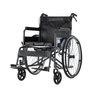 Manual Wheelchair 24 Lightweight Folding With Commode And Reclining <b>Backrest</b> For Elderly Use - Product Image 1