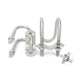 304 Stainless Steel Double U-Shaped Bolt <strong>Screw</strong> with 2 Female and <strong>1</strong> Baffle Cross U-Shaped Buckle Plain Finish - Product Image 1