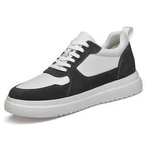 Men's Casual <b>Sneakers</b> with 8CM Height Increase Two-Layer <b>Leather</b> Board Shoes for Students Mesh Lining for Spring - Product Image 3