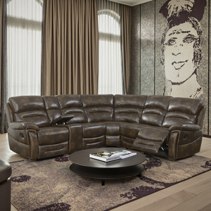 Sofá Seccional de Cuero Sintético con Reclinable de Esquina Moderno y Asientos Estilo Lounge para Sala de Estar o Cine en Casa - Product Image 6