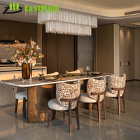 Ensemble de salle à manger extérieur moderne de luxe durable sur mesure pour hôtel 5 étoiles, restaurant, usage commercial, table en bois et pierre, 8 places