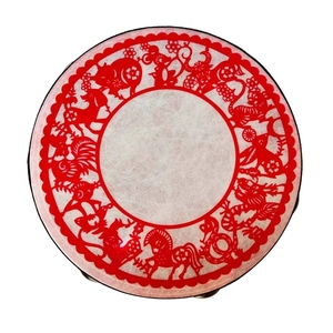 Wholesale Chinese Traditional Paper-cut Print Tambourine <b>Drum</b> With Single Row Stainless Steel Jingles For Chinese Dance Stage - Product Image 4
