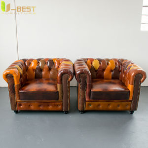 Poltrona Singola Industriale Retrò in Pelle per Soggiorno, Arredamento Personalizzabile per Pub, Club, Studio - Product Image 2