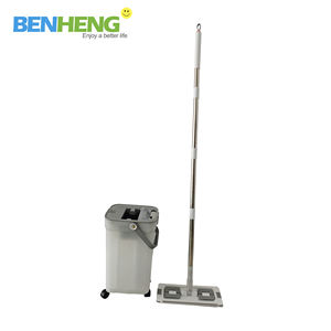 Seau à 3 compartiments avec roues, eau propre et eau sale séparées, seau transparent, NOUVEAU balai plat avec seau 2026 - Product Image 1