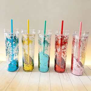 Vaso de Plástico de Doble Capa con Brillo, Cambia de Color, Regalo de Cumpleaños/Días Festivos, Vaso Publicitario, Opciones Multicolor, Diseño Portátil - Product Image 1