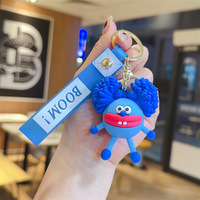 E-Perm-Frisur Monster-Gummi-Schlüsselanhänger Lustige Puppe Auto-Schlüsselanhänger Taschenanhänger Hergestellt in Guangdong Modell 236489