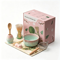 Ensemble de thé matcha personnalisé avec logo, 8 pièces, finition dégradée effet glace cristalline, pour café et salon de thé