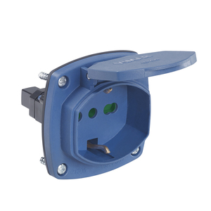 Replacement <b>Socket</b> 2P+T 16A Blue <b>With</b> Cover For Indoor Use - Product Image 1