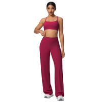 Ensemble de yoga pour femme : soutien-gorge dos nu, short push-up, jupe fendue avec poches, leggings sans ligne gênante, pantalon large