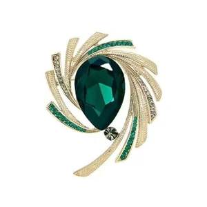 Broche de mariage en forme de lune en alliage plaqué or tendance avec strass en cristal coloré de grande taille, cadeau de fête de fiançailles - Product Image 5