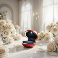 Emballage rond de luxe pour bague de mariage et fiançailles, boîte à bagues LED de haute qualité, boîte-cadeau rouge pour bijoux de mariage