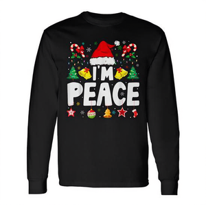 Maglietta a maniche lunghe I'm Peace Christmas, unisex, girocollo, per le feste, per adulti, coordinata per feste in famiglia - Product Image 2